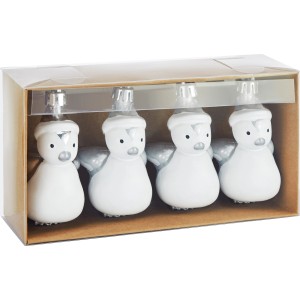 Baumschmuck-Set: 4 Pinguine in Silber, matte Oberfläche, zur Dekoration des Weihnachtsbaums.