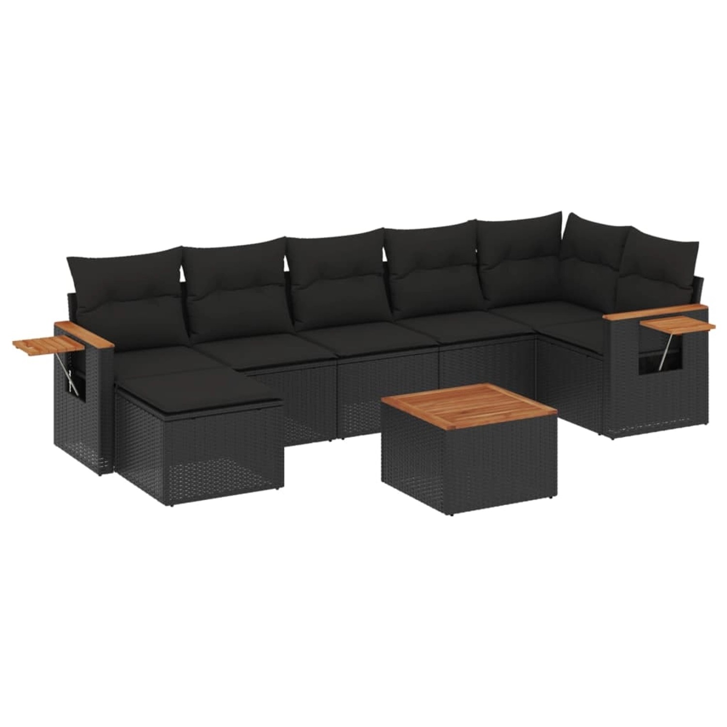 vidaXL 8-Tlg Garten-Sofagarnitur mit Kissen Schwarz Poly Rattan 3227035 günstig online kaufen