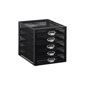 Relaxdays Schubladenbox A4 Stahl Schwarz Rutschfest Beschriftbar 29 cm x 27,5 cm x 35,5 cm 3,8 kg
