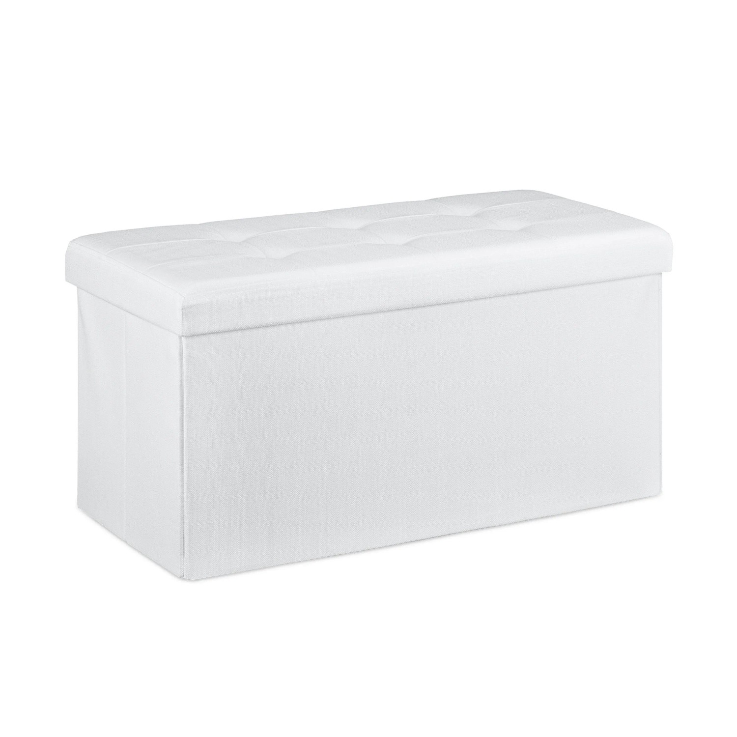 Relaxdays Sitzbank Leinen Weiß Faltbar 38 cm x 76 cm x 38 cm