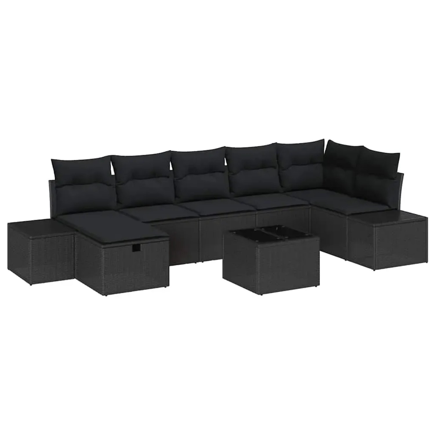 vidaXL Garten-Sofa-Set mit Kissen 8-Tlg Schwarz Poly Rattan 3359412 günstig online kaufen