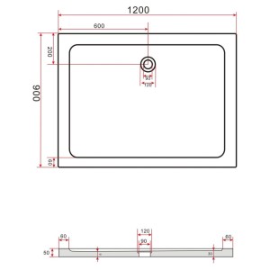 Glasdeals Duschwanne Duschtasse Acryl 5 x 120 x 90 cm 3905