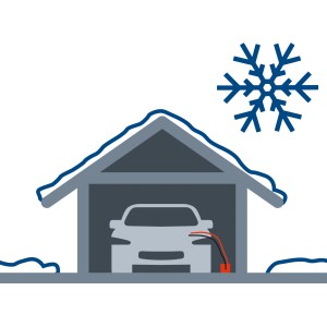 Symbolbild: Winterladung mit Einhell CE-BC 10 M Batterieladegerät für Auto in Garage.