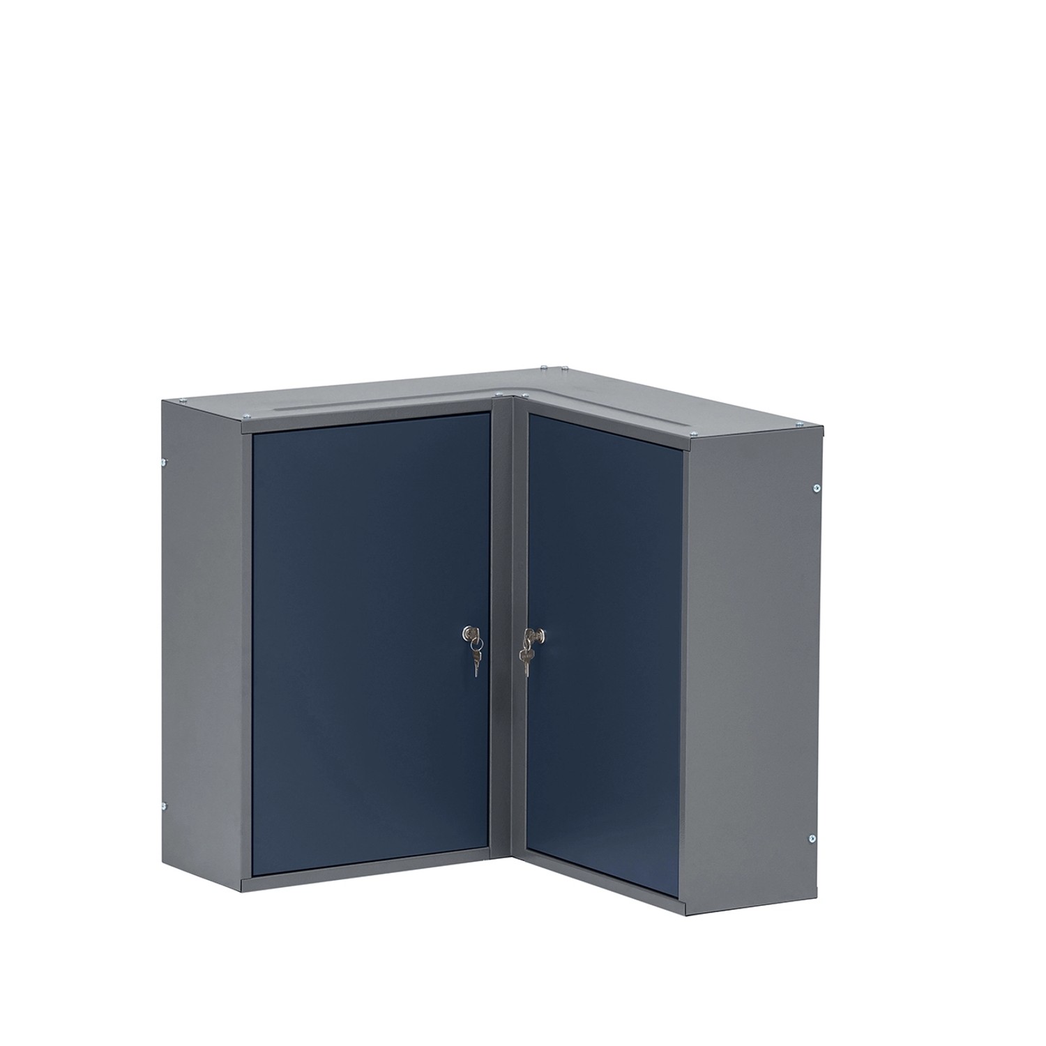 Küpper Eck-Hängeschrank 2-Türig mit 4 Fachböden 60 x 60 x 20 cm Dunkelblau