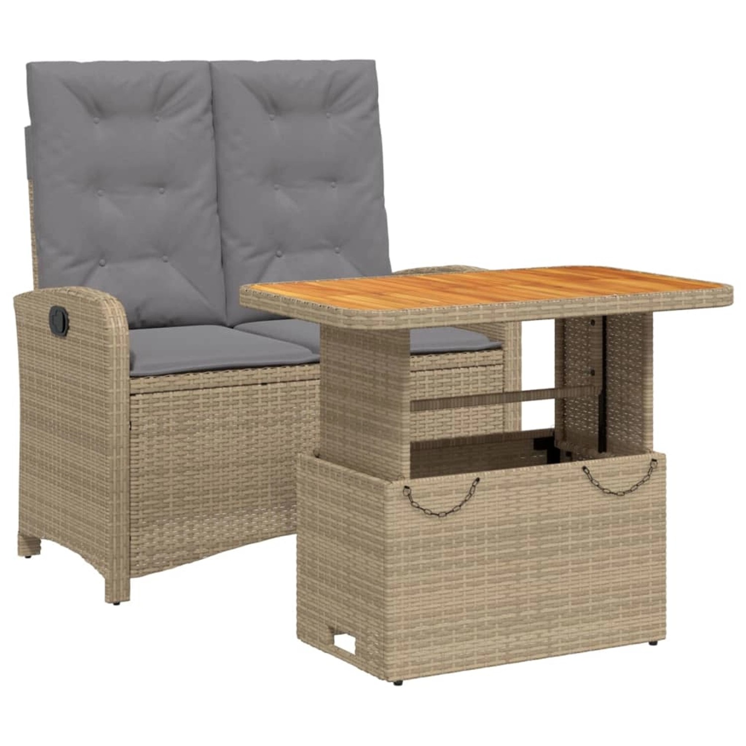 vidaXL 2-Tlg Garten-Essgruppe mit Kissen Beige Poly Rattan 3277370 günstig online kaufen