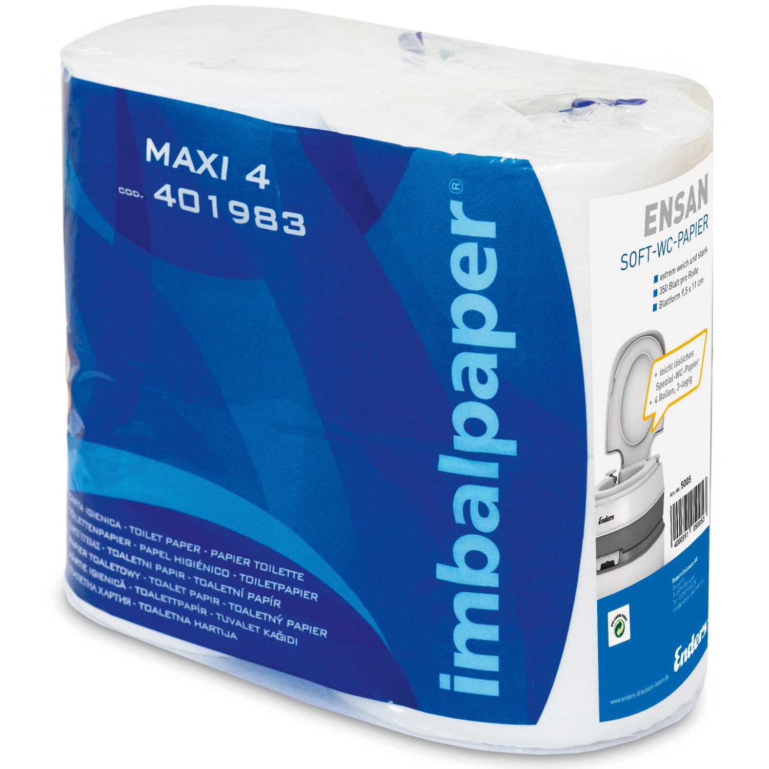 Enders Camping WC-Papier, 4 Rollen, Soft-Papier für Campingtoiletten.