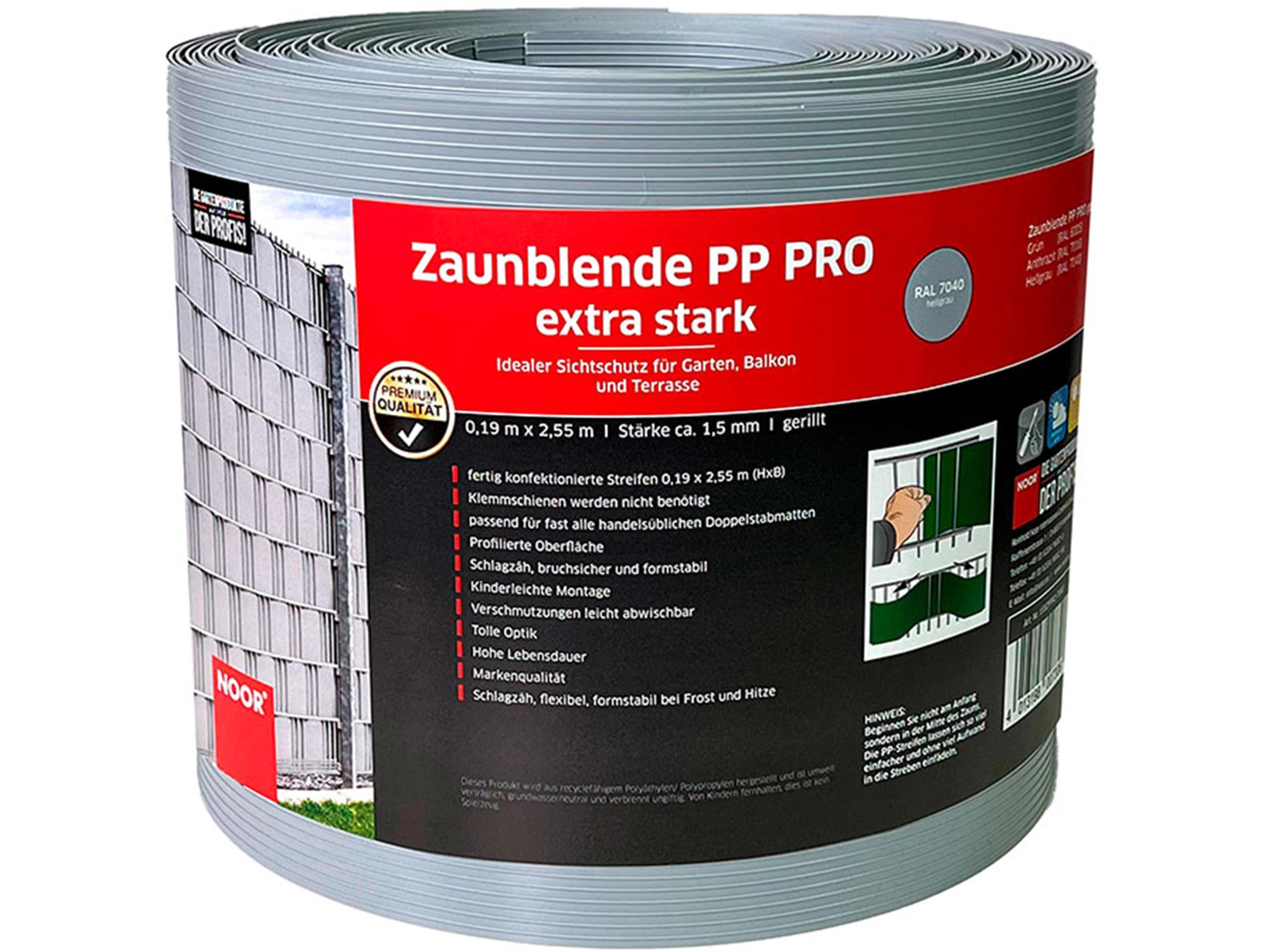 Sichtschutzstreifen Aus Polypropylen – 3D-Optik Für Doppelstabmatten, 9,5 Cm X 52 M, Fenstergrau & UV-beständig