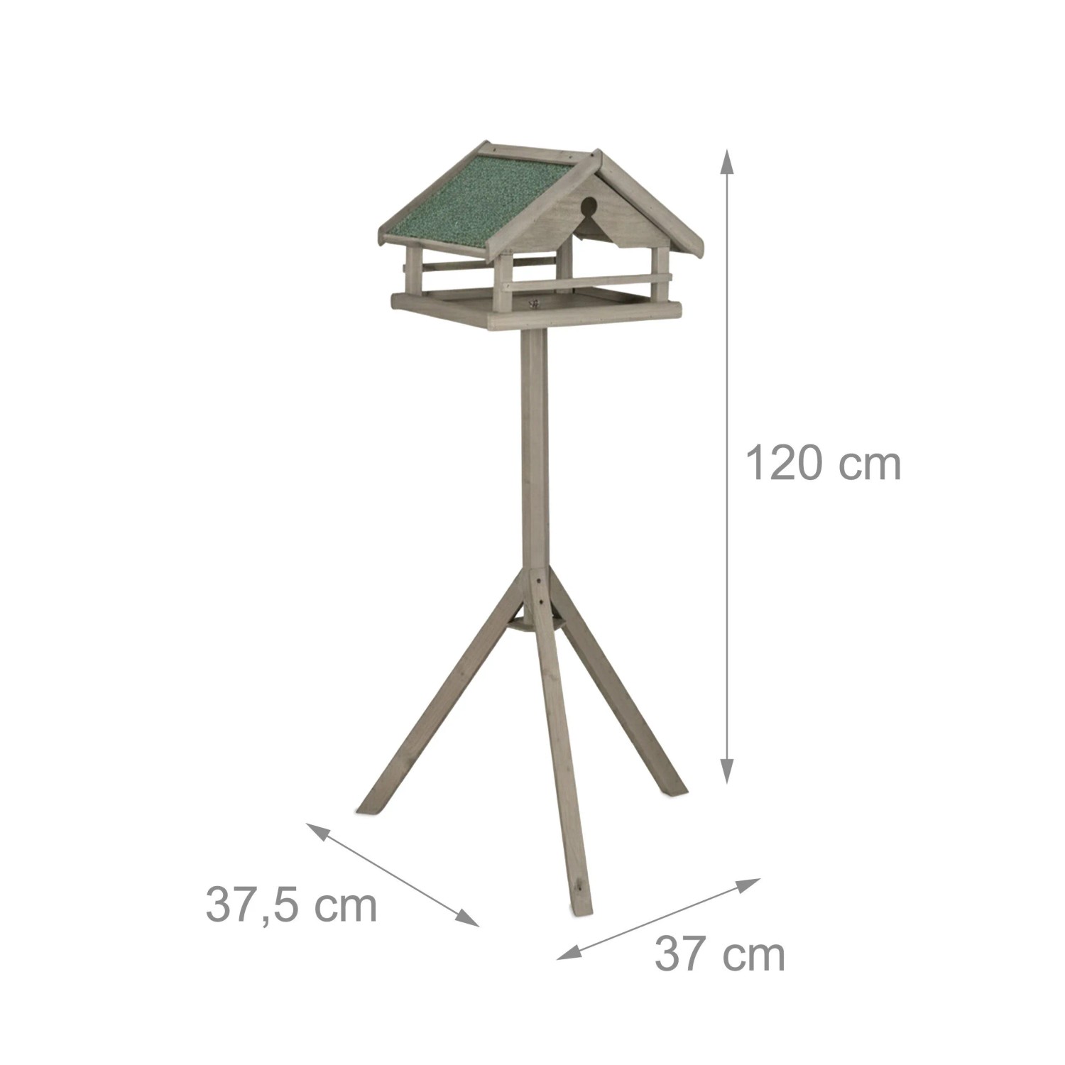 Relaxdays Vogelfutterhaus mit Ständer Tannenholz Braun Wetterfest 120 cm x 37 cm x 37,5 cm 2,8 kg_4