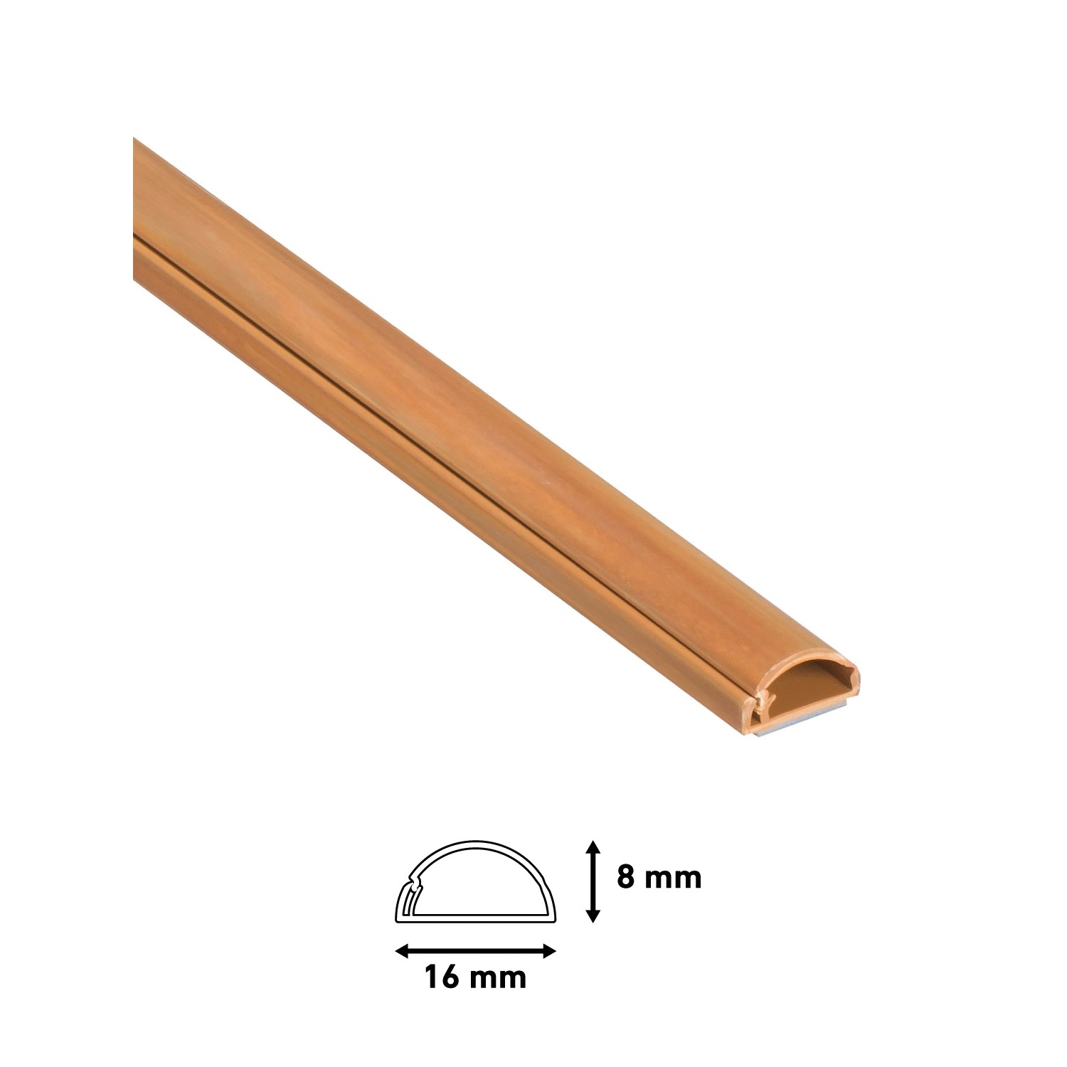 D-Line Kabelkanal, 16x8mm, Holzoptik, 2m Länge. Zur dezenten Kabelverlegung im Innenbereich.