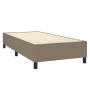 Boxspringbett in Taupe, 100x200 cm, Stoffbezug. Bettrahmen mit Lattenrost und schwarzen Füßen.
