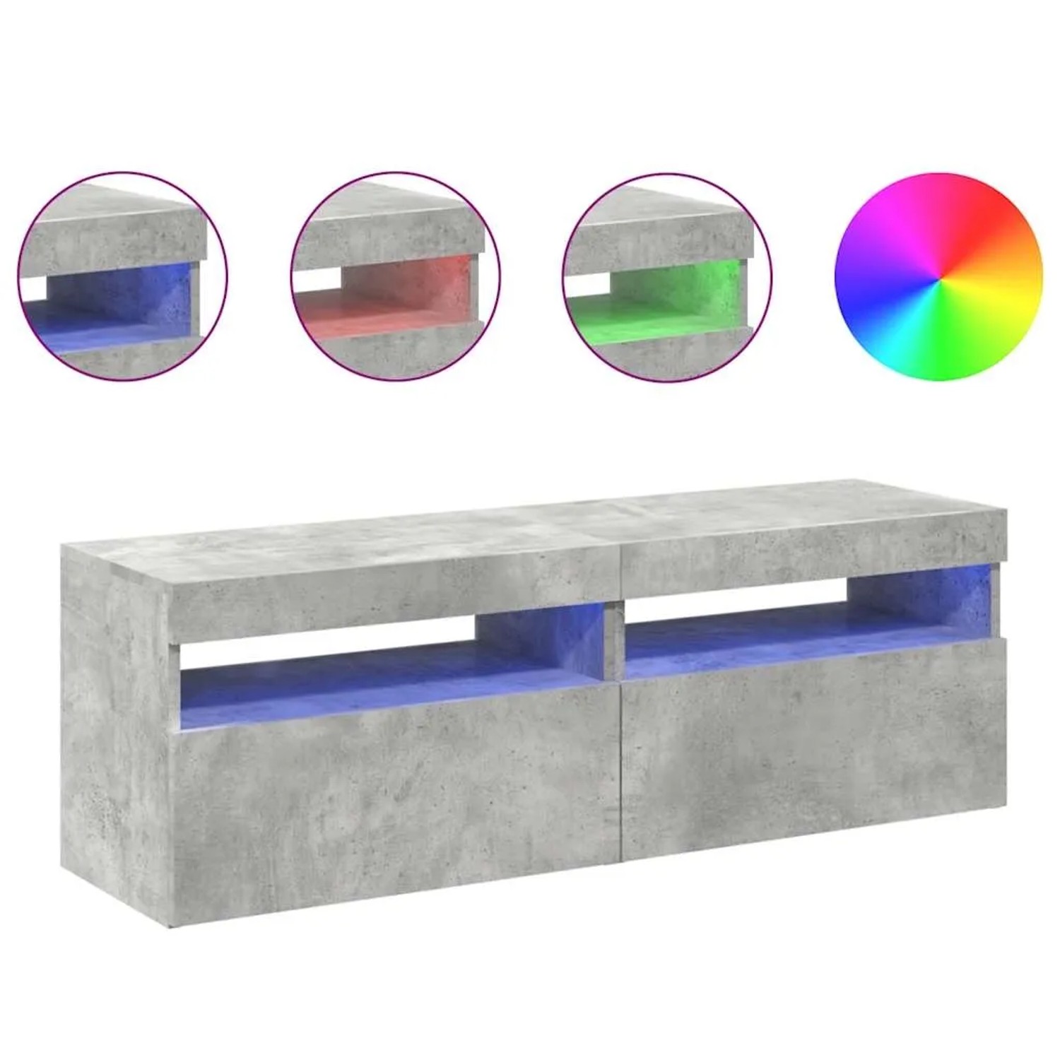 vidaXL TV-Schränke LED-Leuchten 2 Stk Betongrau 60x35x40 cm 804418