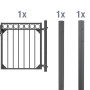 Metallzaun Einzeltor-Set Circle, anthrazit, mit Tor und Pfosten zum Einbetonieren.