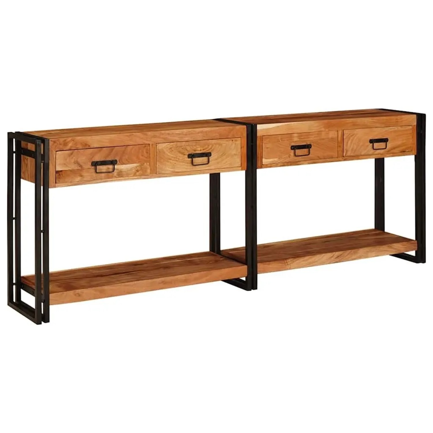 vidaXL Konsolen-Tische 2 Stk Braun 200 x 33 x 75 cm Massivholz Akazie 3324227