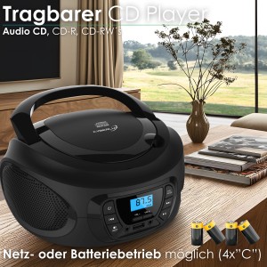Cyberlux CL-600 CD-Player Tragbar CD/MP3/USB Radio Schwarz
