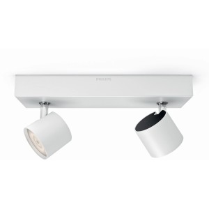 Weißer Philips myLiving LED-Doppelspot Star Warmglow für Deckenmontage.
