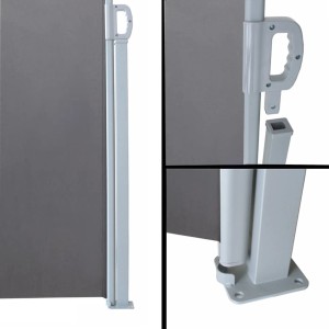 Garden Pleasure Seitenmarkise 300 cm, Motiv Malediven, in Schwarz und Grau.