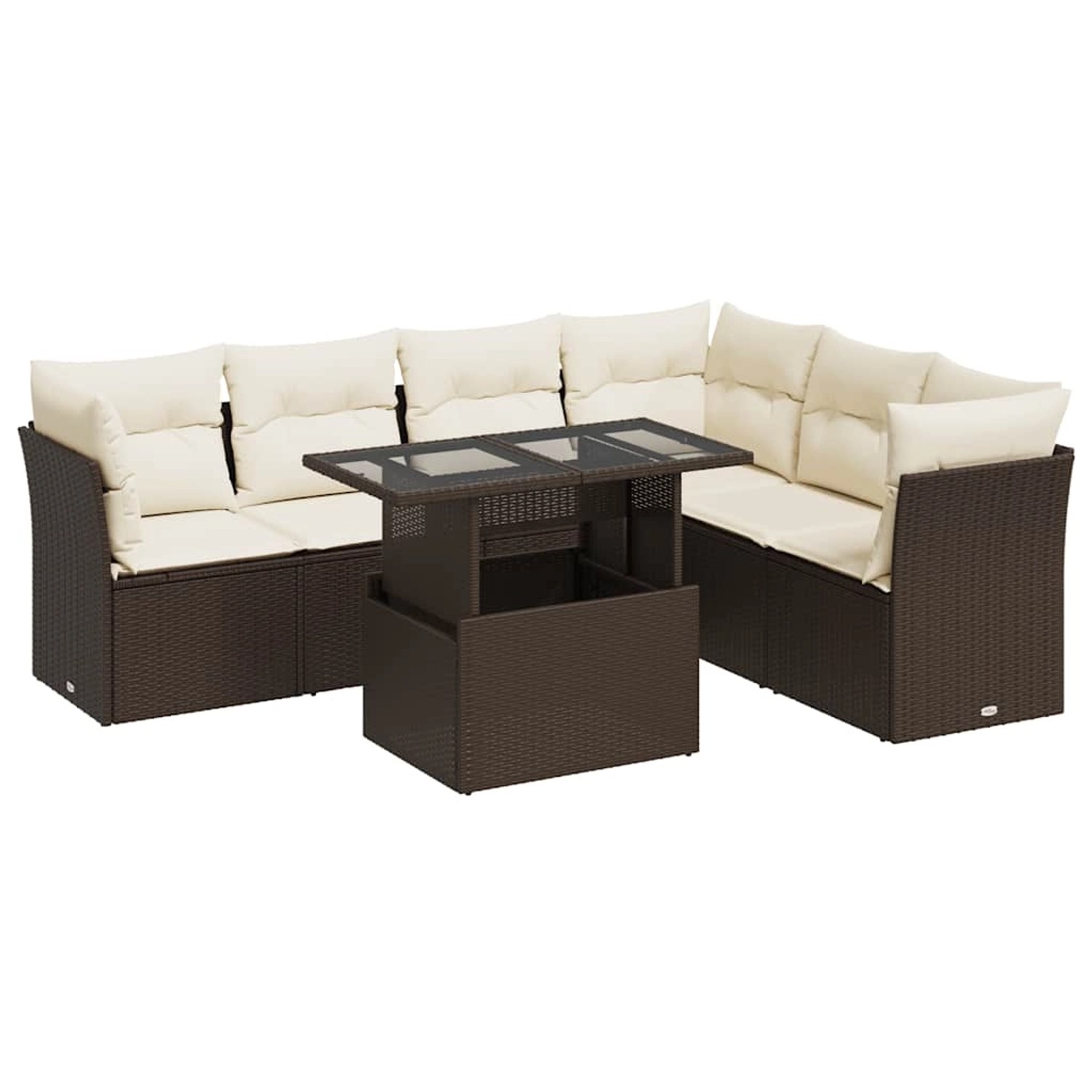 vidaXL 7-Tlg Garten-Sofagarnitur mit Kissen Braun Poly Rattan 3326174 günstig online kaufen