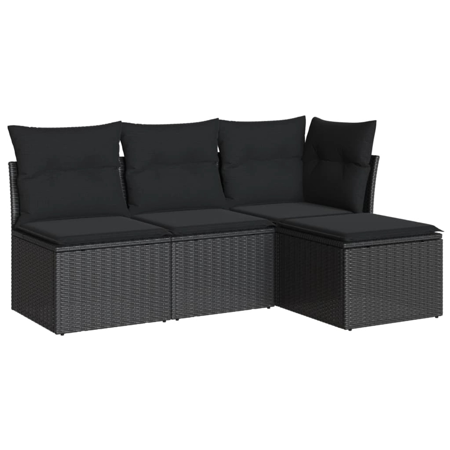 vidaXL 4-tlg Garten-Sofagarnitur mit Kissen Schwarz Poly Rattan Modell 23