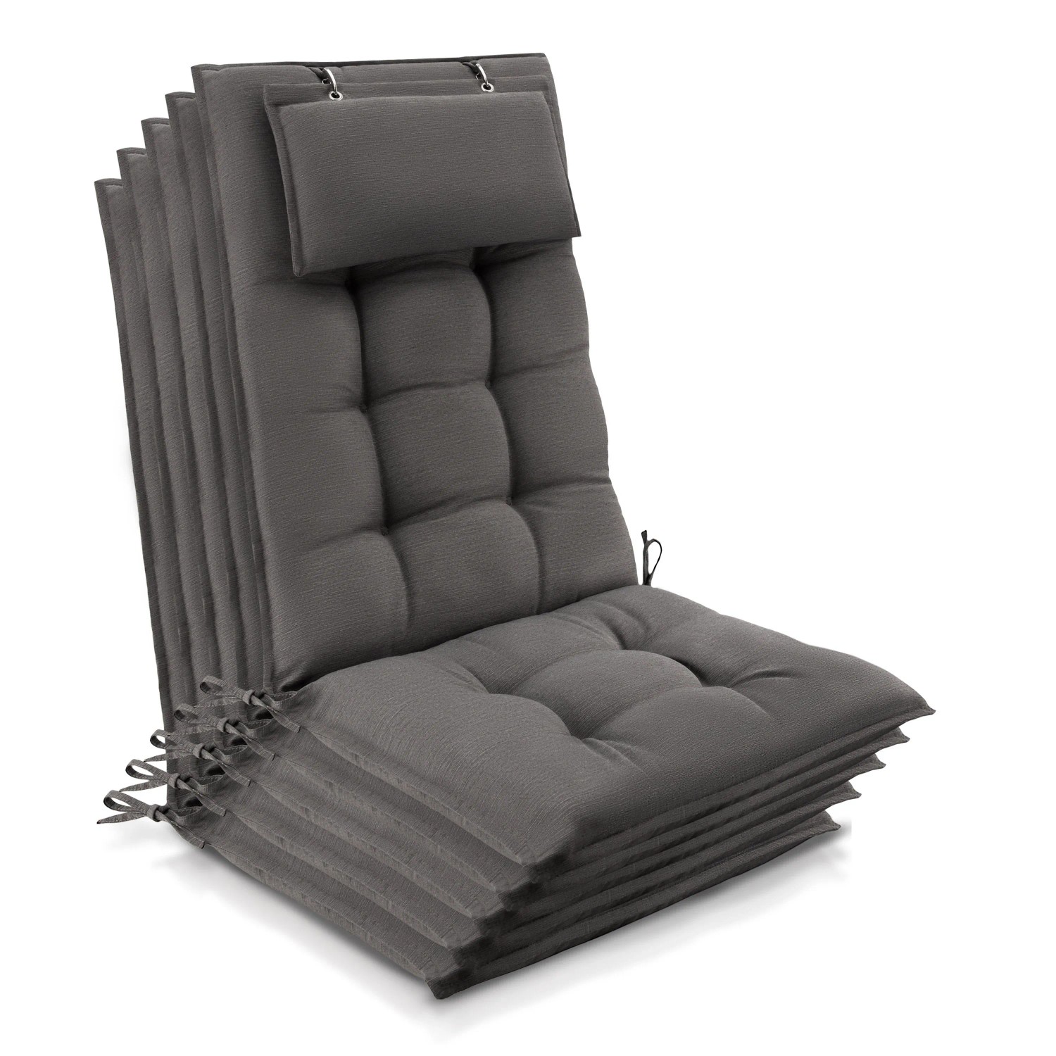Beautissu 5er Set Sun-HL Hochlehner Auflage 120x50x8cm Taupe