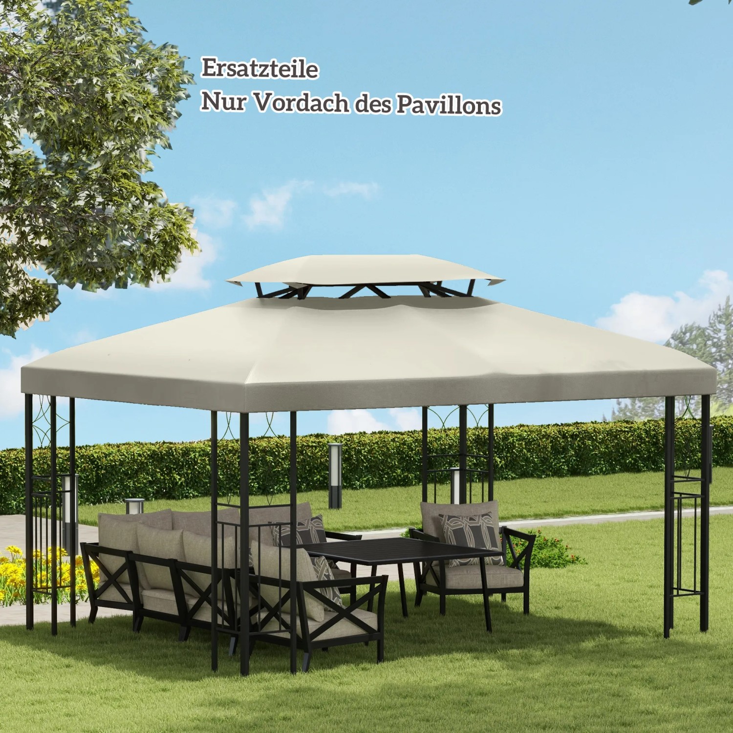 Outsunny Ersatzdach, cremeweiß, 3x4m, für Pavillon. Polyester 180g/m².