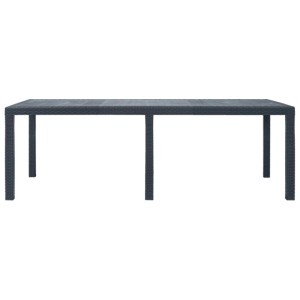 Anthrazitfarbener Furnicato Gartentisch (220x90 cm) in Rattan-Optik aus Kunststoff.