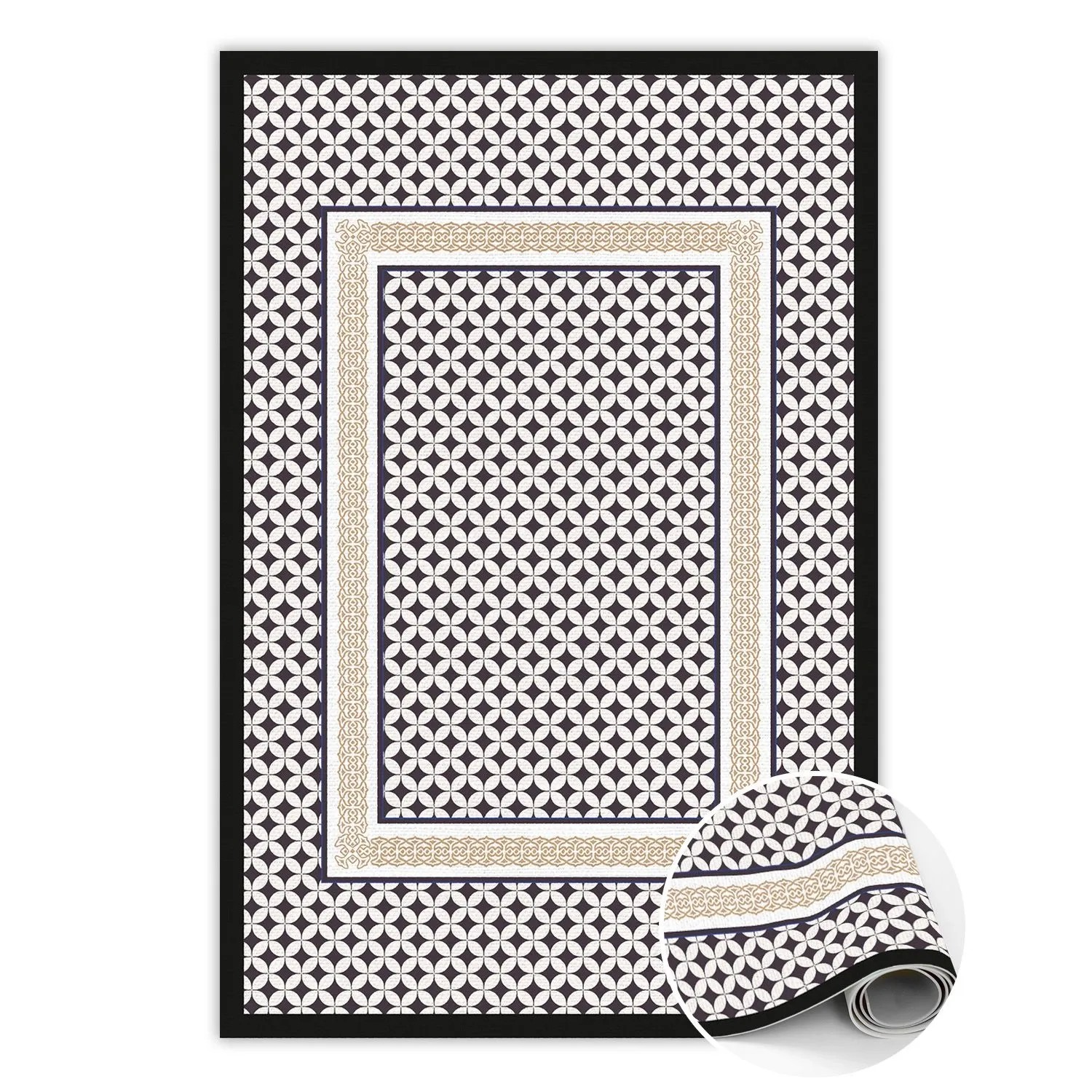 Tulup Teppich Geometrisches Geflecht Vloerkleed Vinyl 120x180 cm Schwarz PV günstig online kaufen