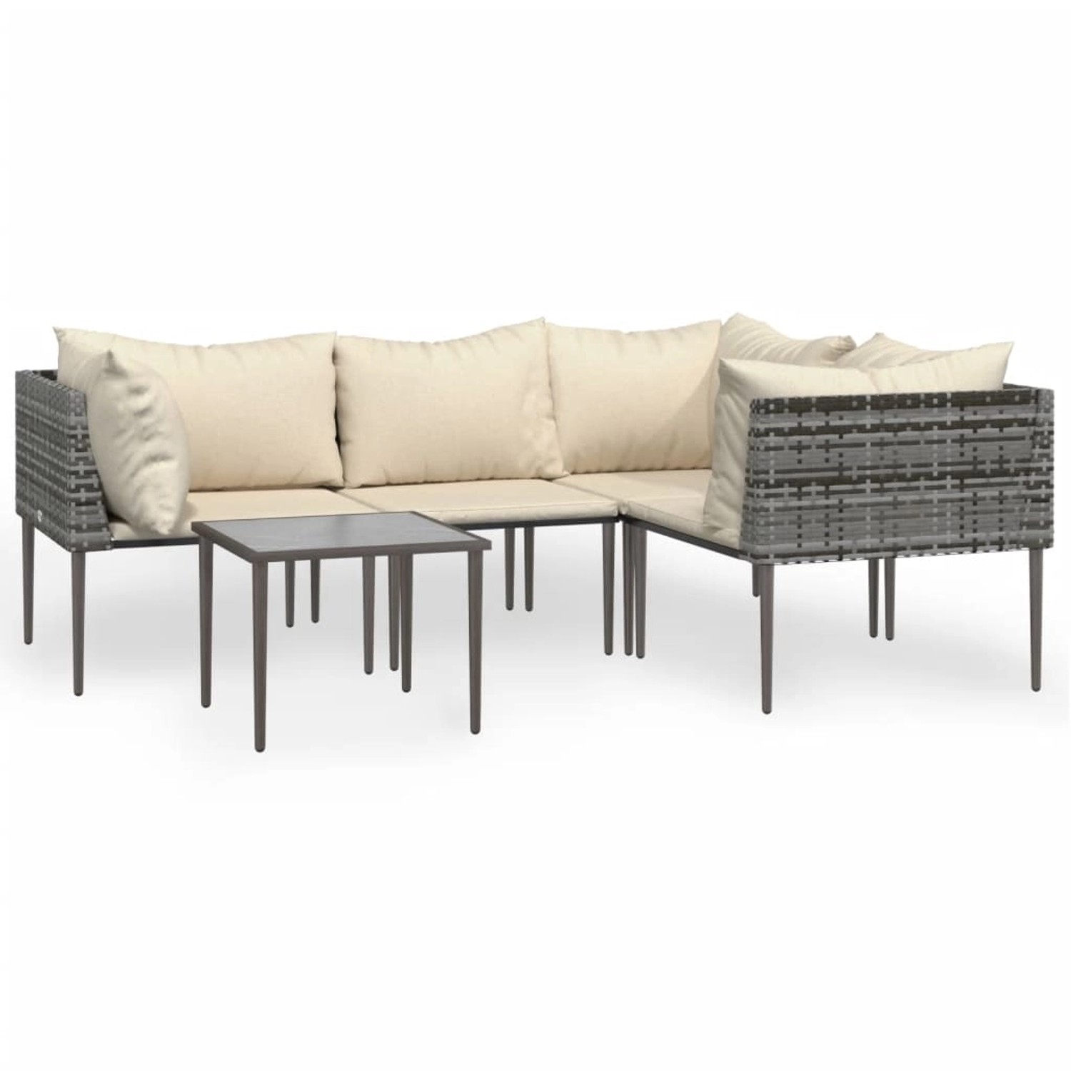 vidaXL 5-Tlg Garten-Lounge-Set mit Kissen Grau Poly Rattan 3186683 günstig online kaufen