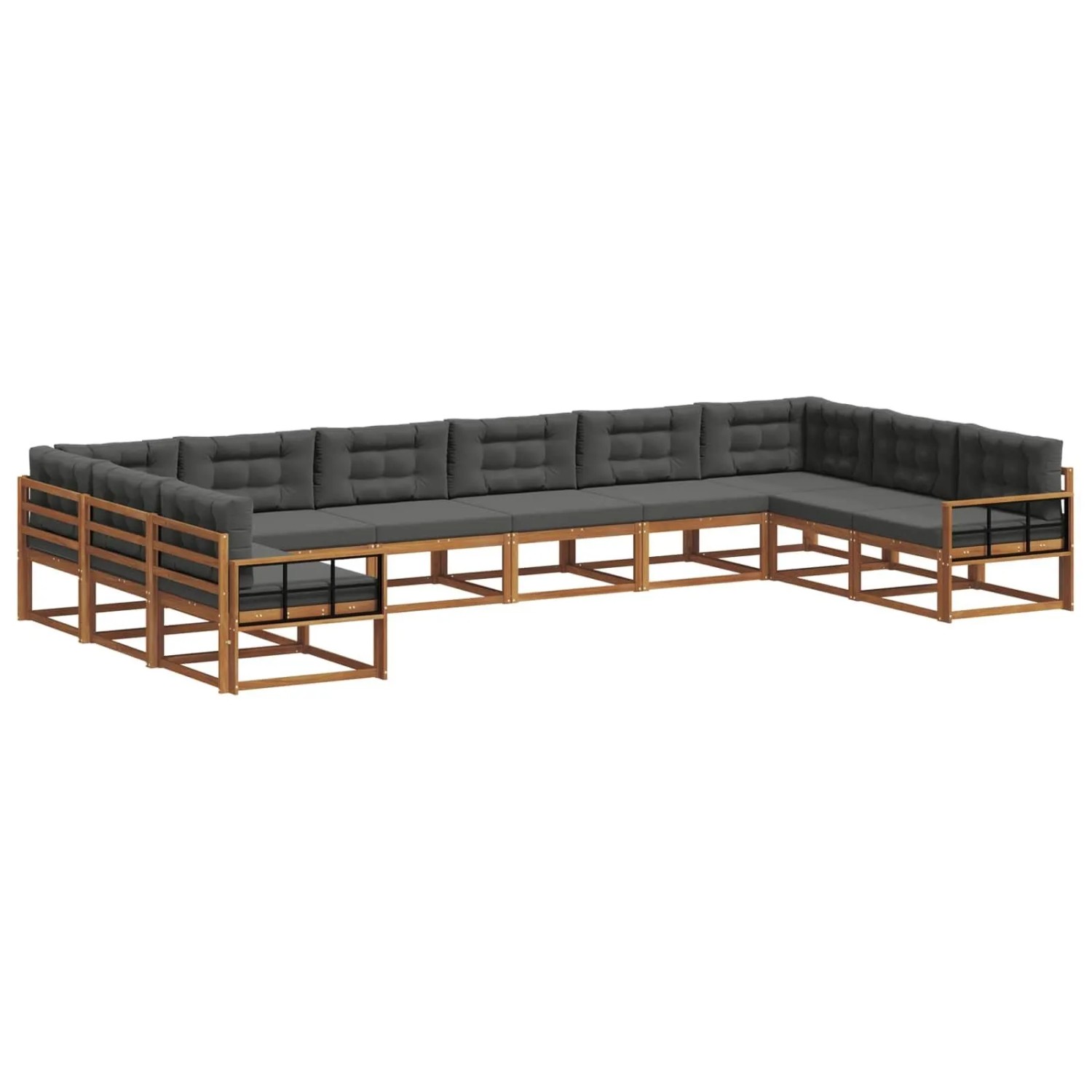 vidaXL Outdoor-Sofagarnitur mit Kissen 10-Tlg Natur und Anthrazit 3368250