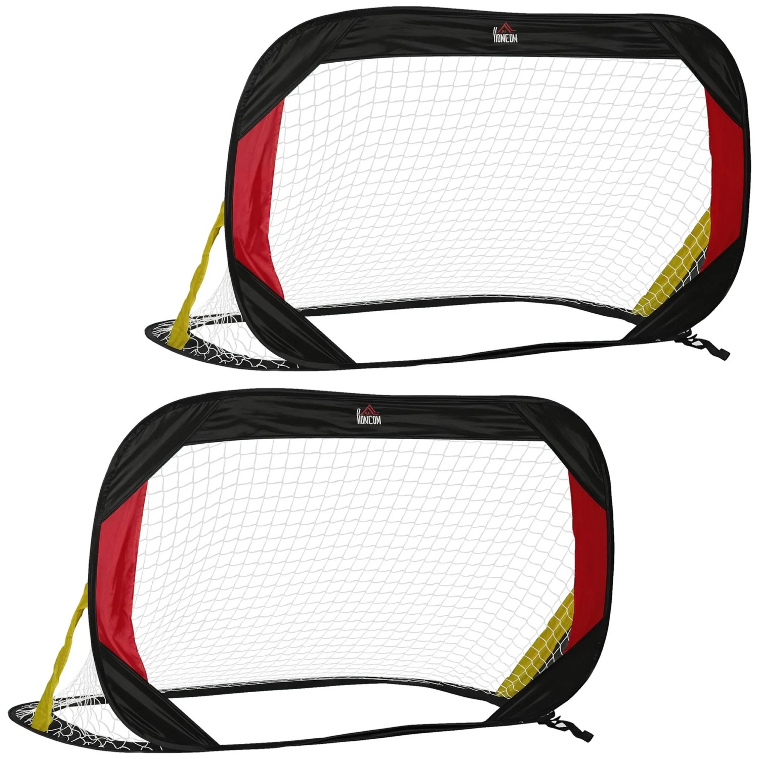 HOMCOM Fußballtor Stahl Oxford Schwarz Gelb Rot Weiß 120L x 80B x 80H cm