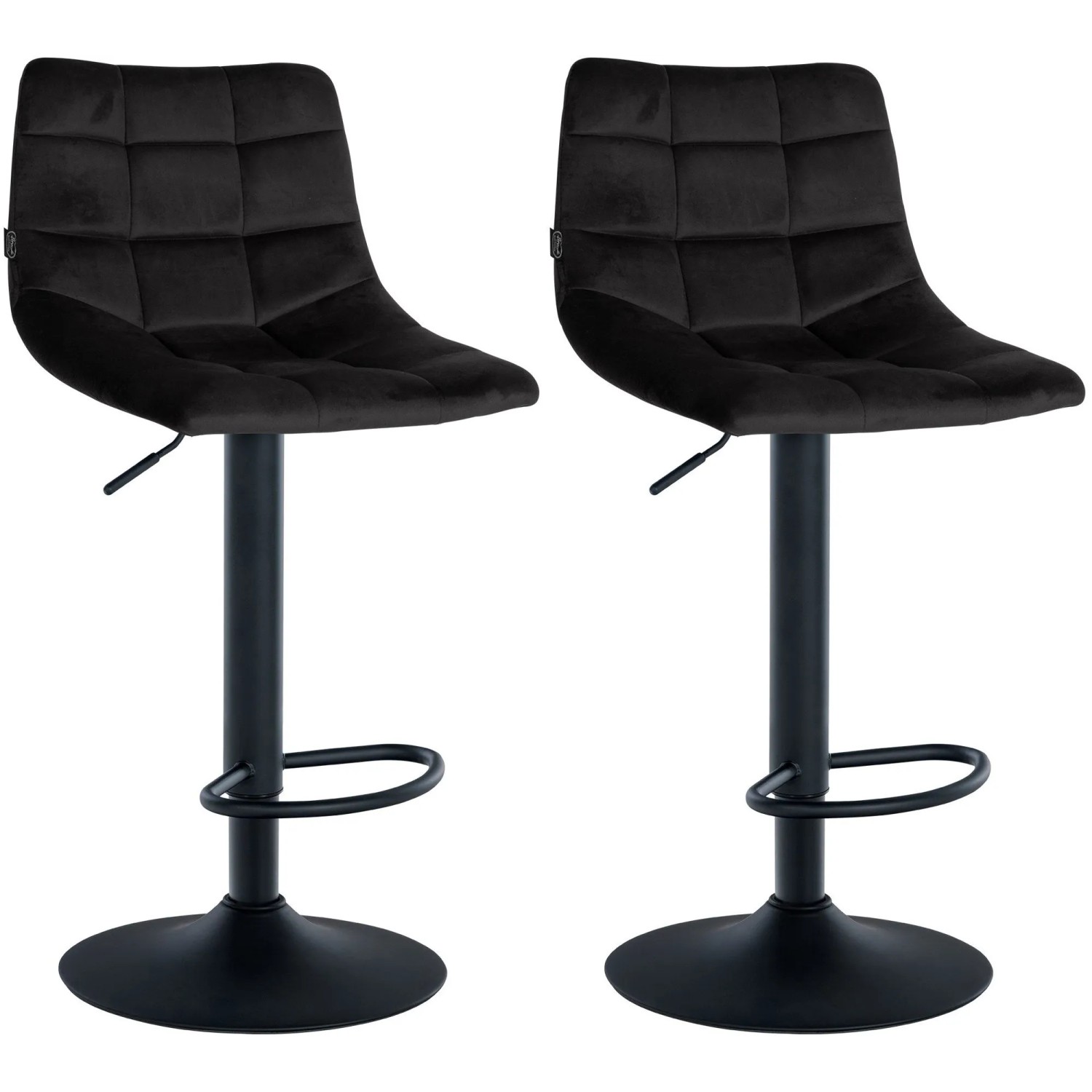 DELUKE Barhocker 2er Set DUBAI Schwarz Samt Schwarz Barstuhl Mit Lehne Tresenhocker Tresenstuhl