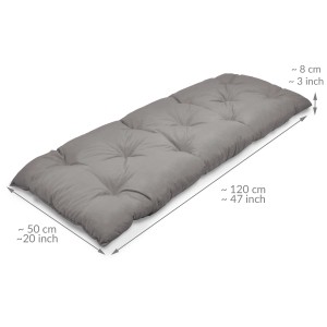 Beautissu Flair BK Bankpolster, 120x50cm, hellgrau. Gartenbankauflage mit weicher Polsterung für idealen Sitzkomfort.