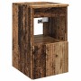 Rustikaler Badezimmerschrank aus Altholz-Holzwerkstoff mit offenem Fach und Tür, Teil eines Badmöbel-Sets.