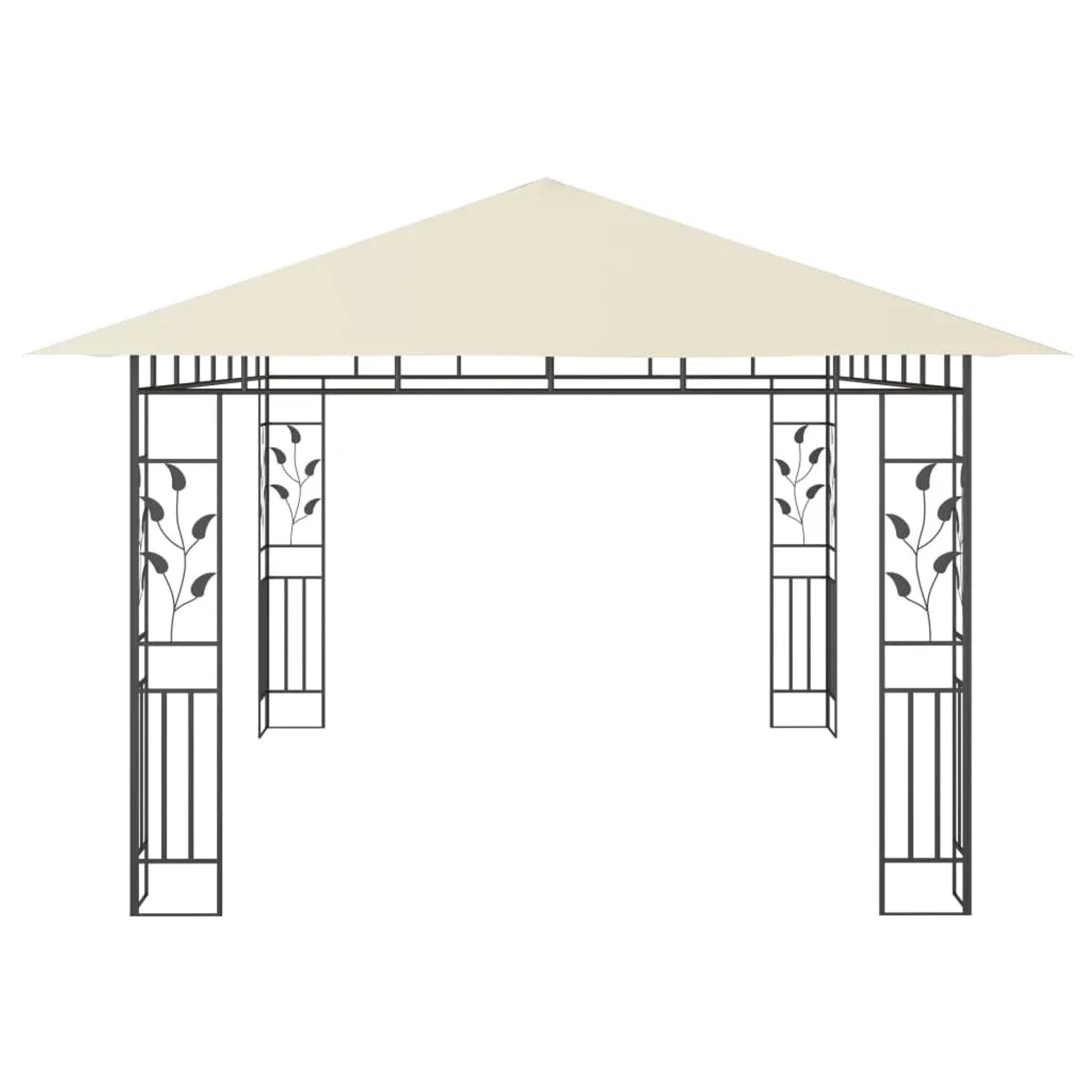 Cremeweißer vidaXL Pavillon mit Moskitonetz und LED-Lichterkette, 4x3m, für Garten & Terrasse.