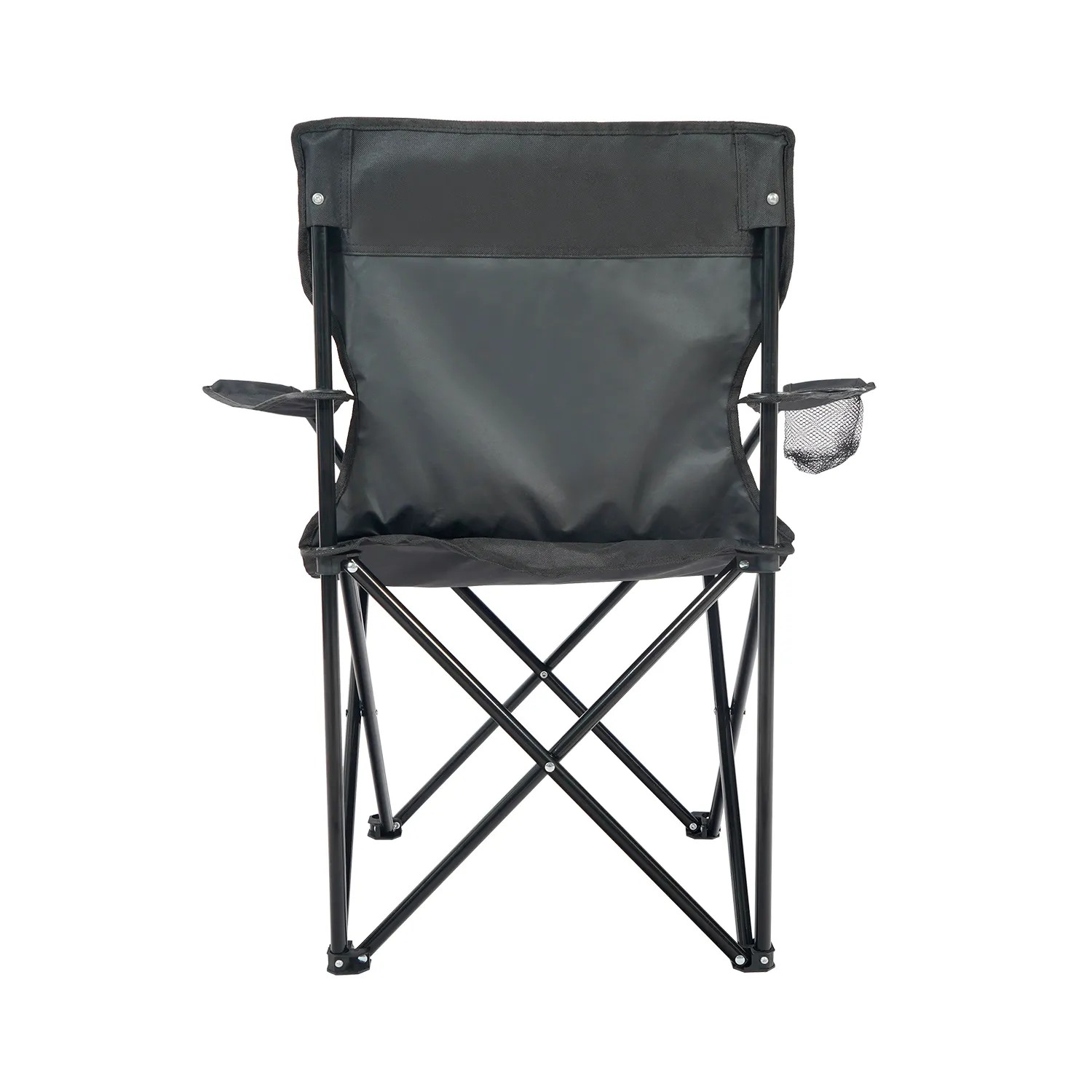 Schwarzer 24Move Campingstuhl Faltstuhl mit Getränkehalter und Tragetasche, Outdoor geeignet.