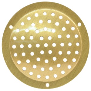 Rundes Marley Möbelgitter (Ø 50mm) aus Metall in Goldton, ein Lüftungsgitter.