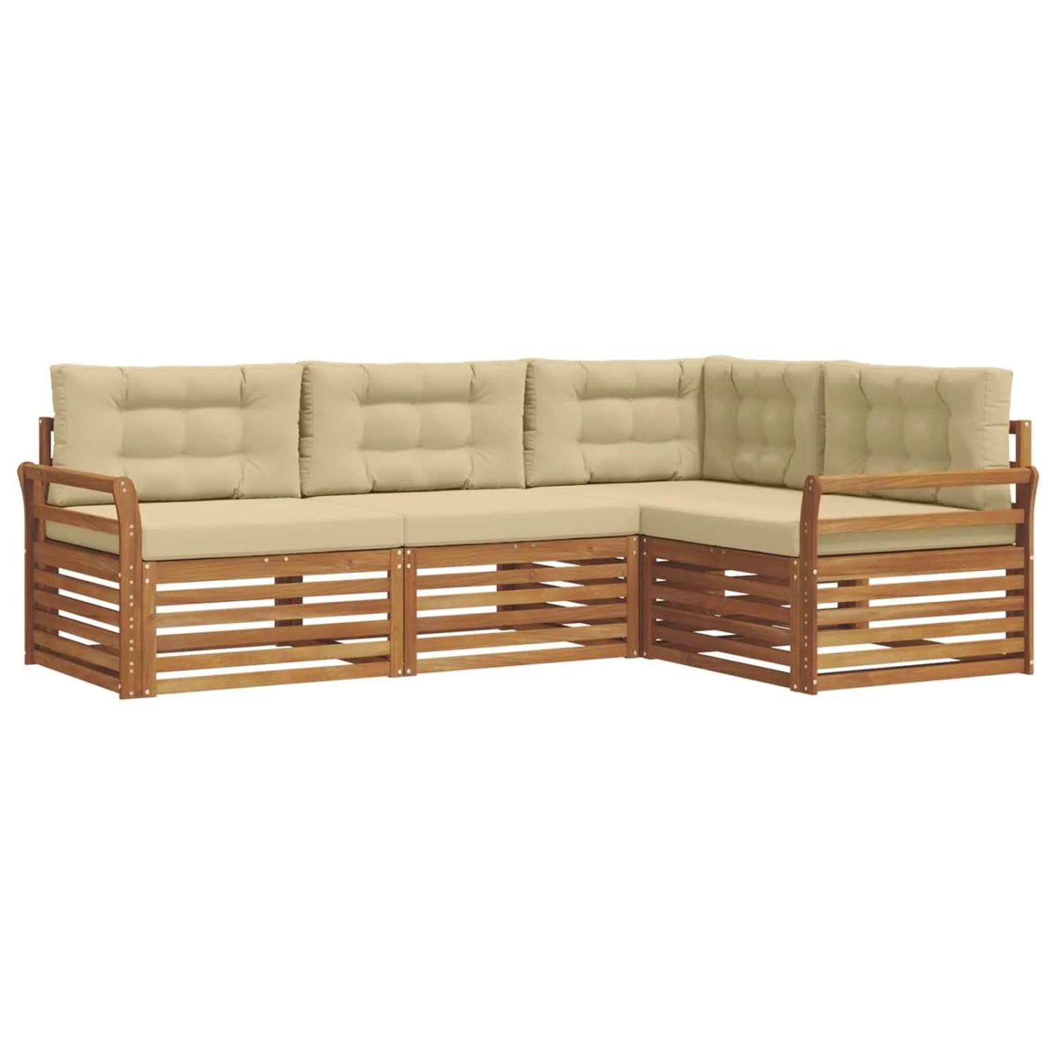 vidaXL Outdoor-Sofagarnitur mit Kissen 4-Tlg Natur und Beige 3373383