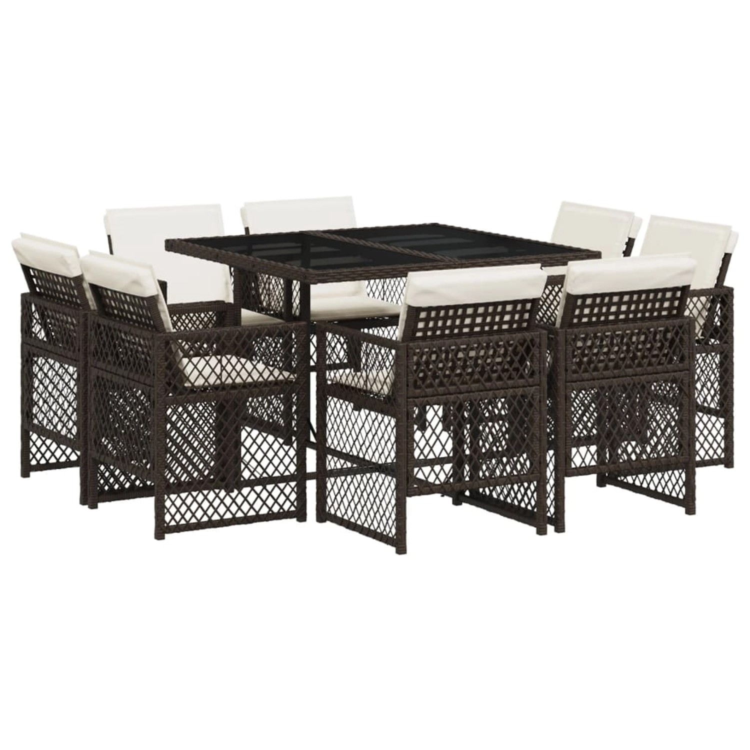 vidaXL 9-Tlg Garten-Essgruppe mit Kissen Braun Poly Rattan 3210837 günstig online kaufen