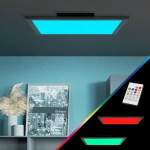 Schwarzes LED Panel Abie 40x40 cm mit RGB und Fernbedienung für variable Lichtstimmung.