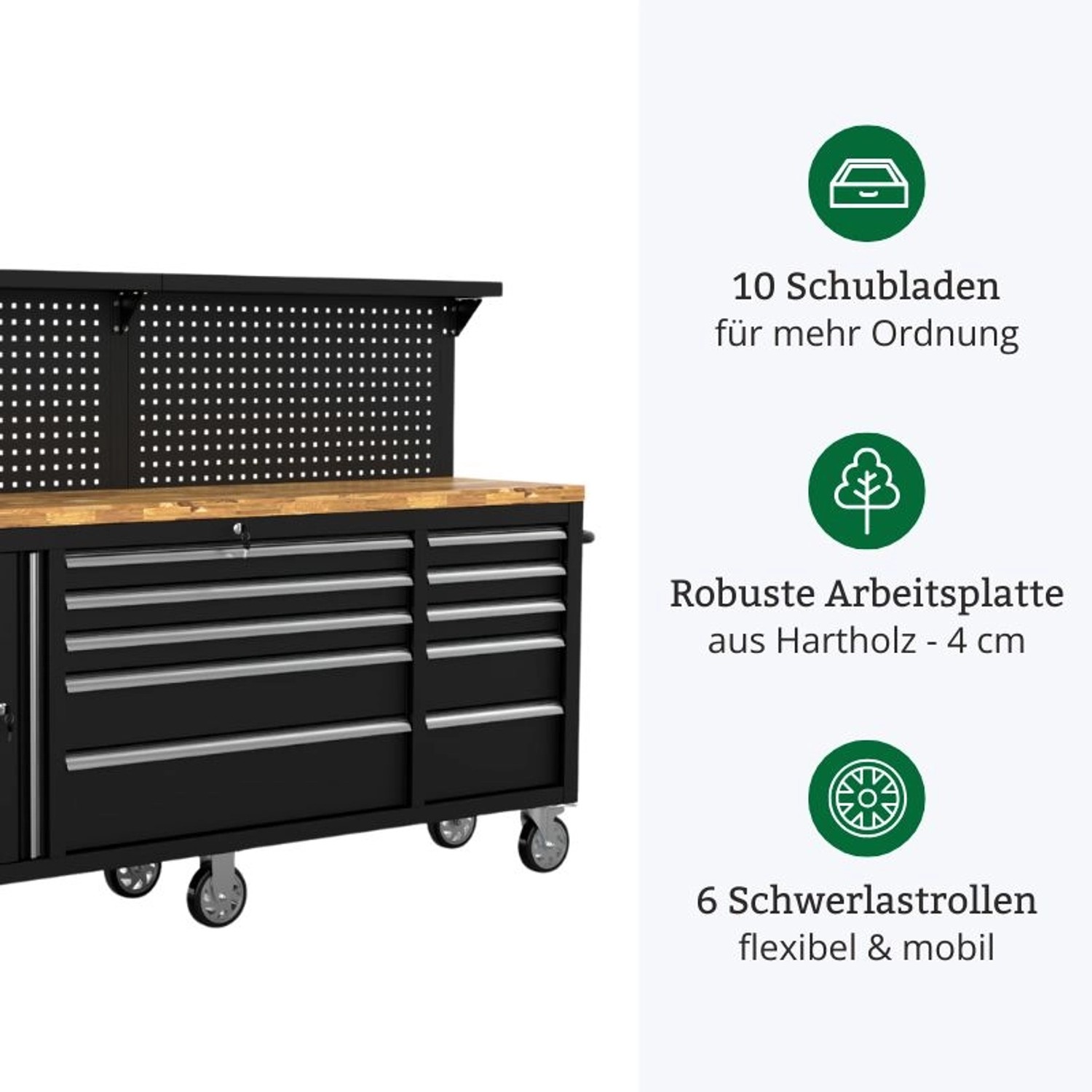 Galaflor Mobile Werkbank mit Lochwand und Arbeitsplatte 214 cm_4