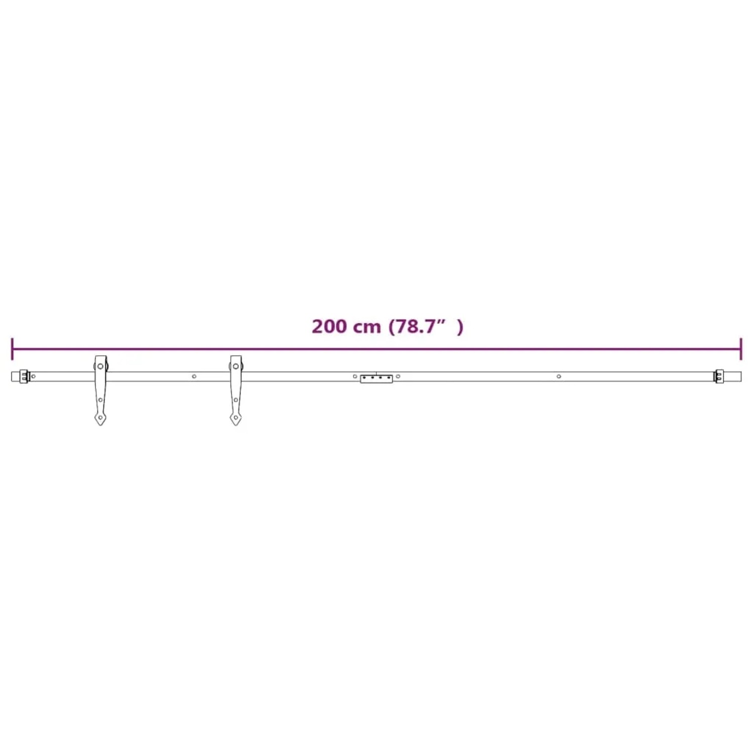 vidaXL Mini Schiebetürbeschlag Set für Schranktüren Carbonstahl 200 cm 151699_6