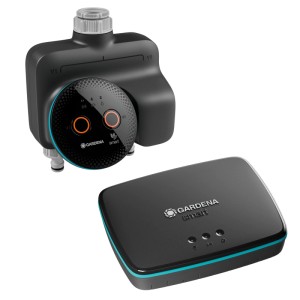 Gardena Smart Dual Water Control mit Gateway für smarte Bewässerung im Garten.