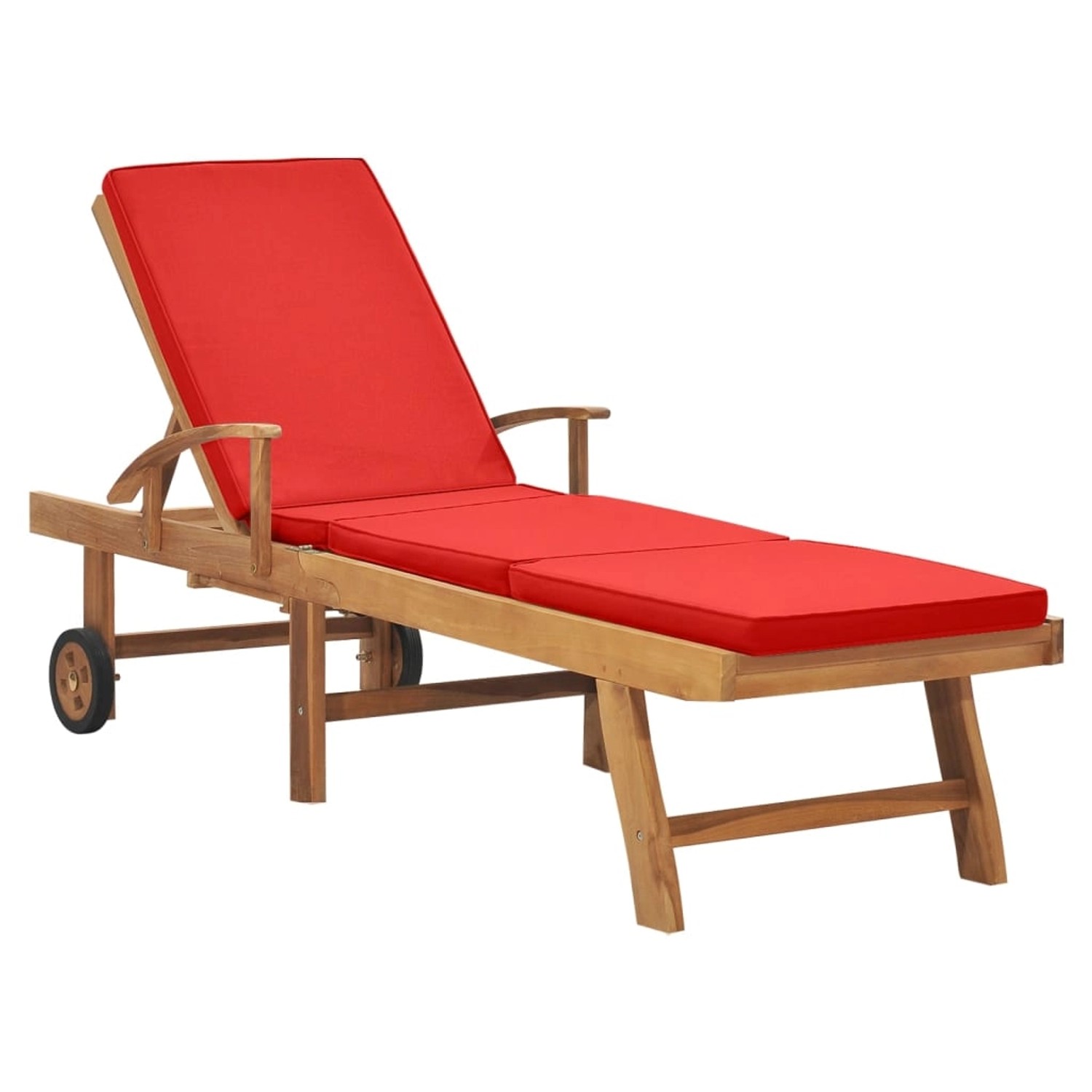 vidaXL Sonnenliege mit Auflage Massivholz Teak Rot 48026
