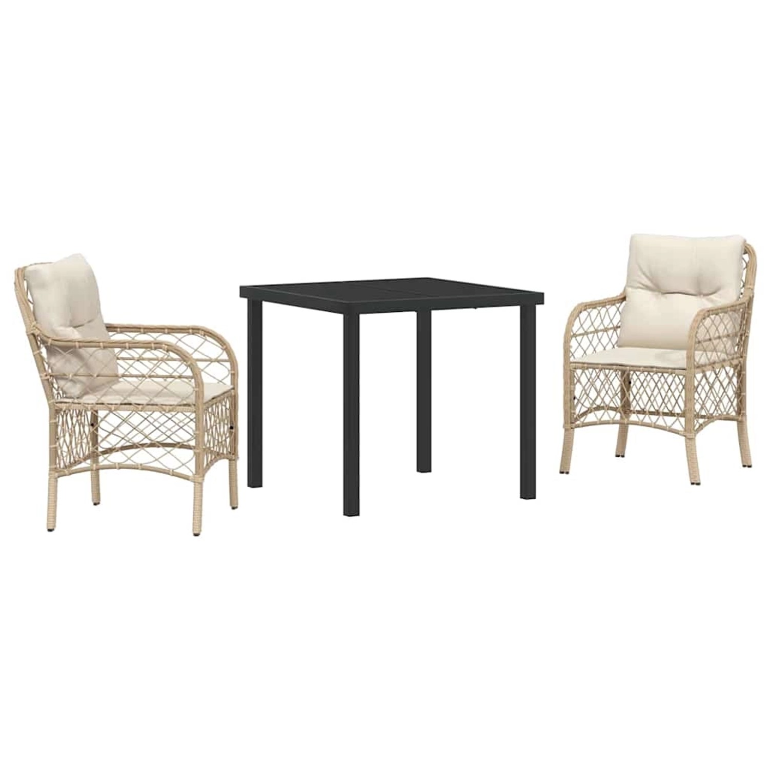 vidaXL Garten Essgruppe mit Kissen 3-Tlg Beige Poly Rattan 3380225 günstig online kaufen
