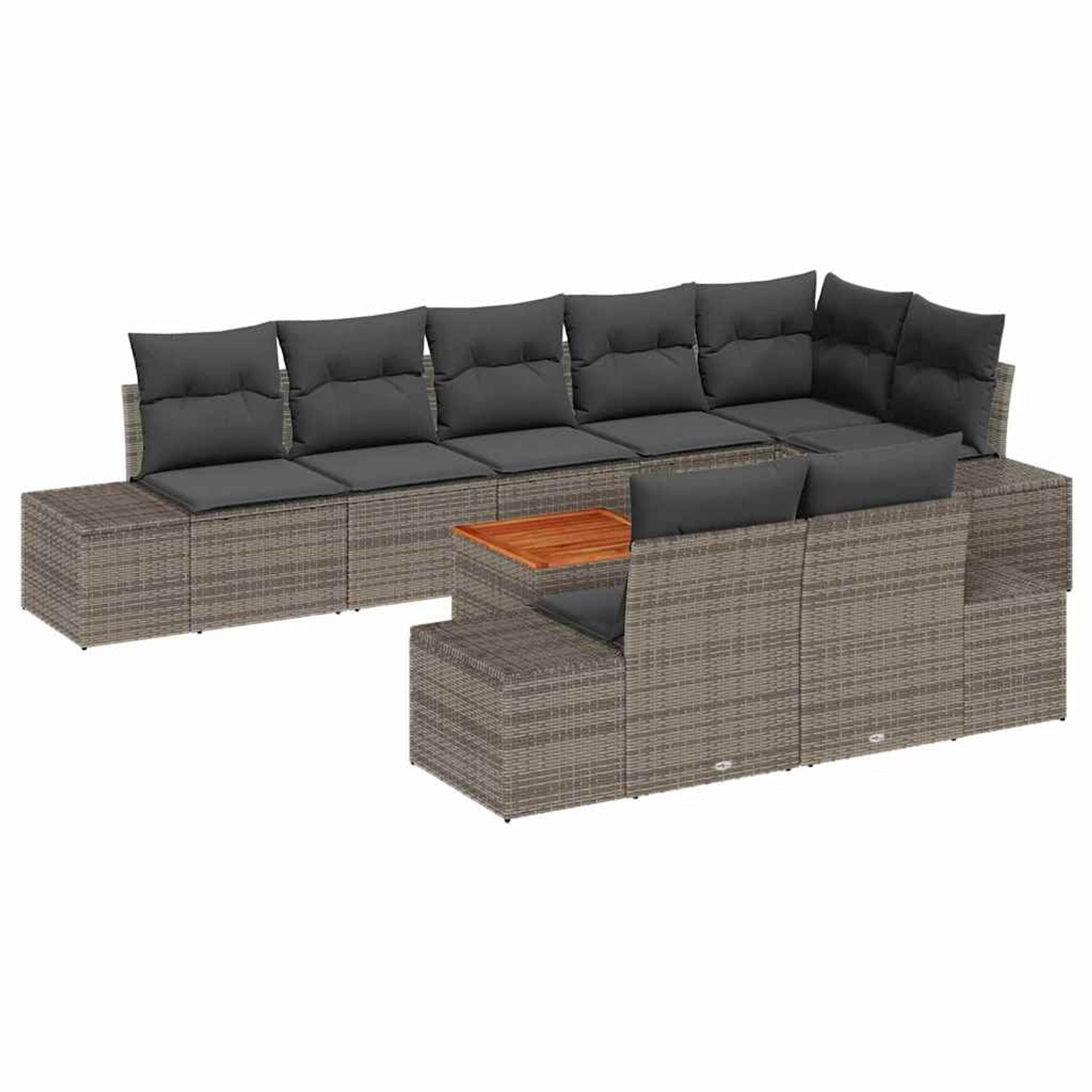 vidaXL Garten-Sofa-Set mit Kissen 9-Tlg Grau Poly Rattan 3347972 günstig online kaufen
