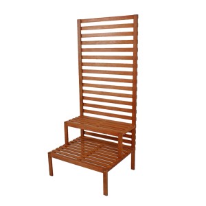 Jardinion Sichtschutz mit Pflanzentreppe aus Eukalyptusholz, braun, mit zwei Stufen. Ideal für Garten und Balkon.