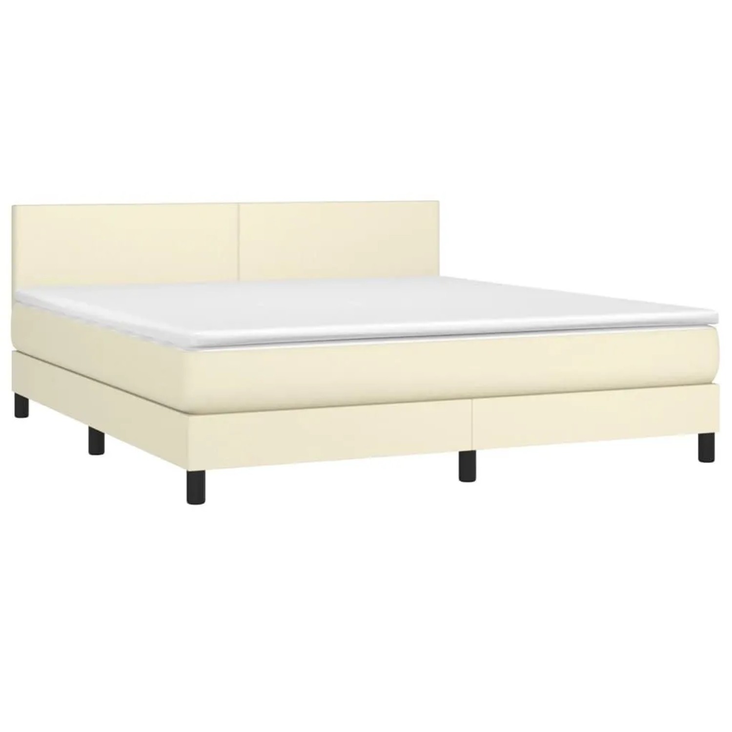 vidaXL Boxspringbett mit Matratze & LED Creme 160x200 cm Kunstleder 3134113