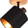 Reality Strahler Tommy, 1-flammig, Holzfarbig, Deckenspot mit schwarzem Stoffschirm und goldener Innenseite.