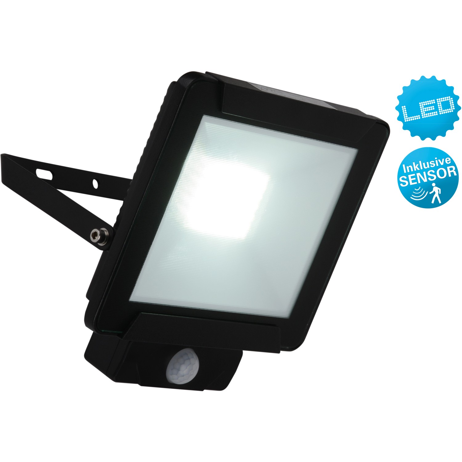 Schwarzer LED-Außenstrahler 30W mit Bewegungsmelder von Näve für optimale Ausleuchtung.
