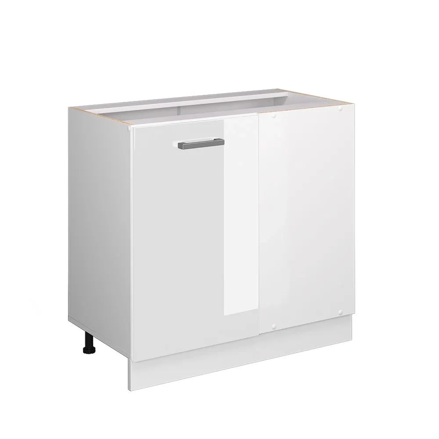 Vicco Eckunterschrank R-Line Weiß Hochglanz Weiß 86 cm ohne Arbeitsplatte