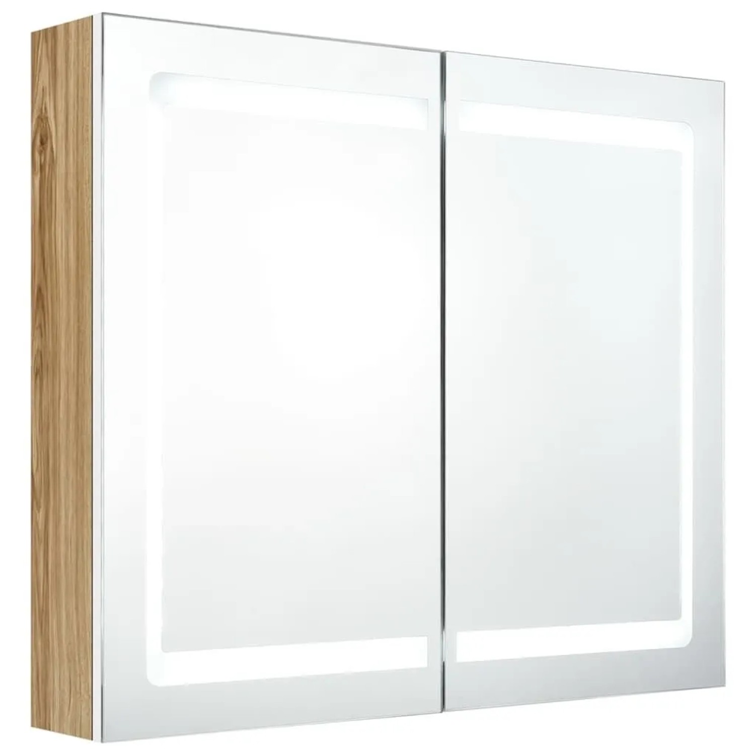 vidaXL LED-Spiegelschrank fürs Bad Weiß und Eichen-Optik 80x12x68 cm 326516 günstig online kaufen